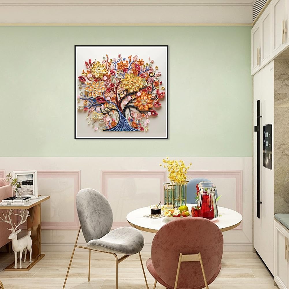 5D Tree of Life Special Shape Diamond Art for Beginners,12×12inch