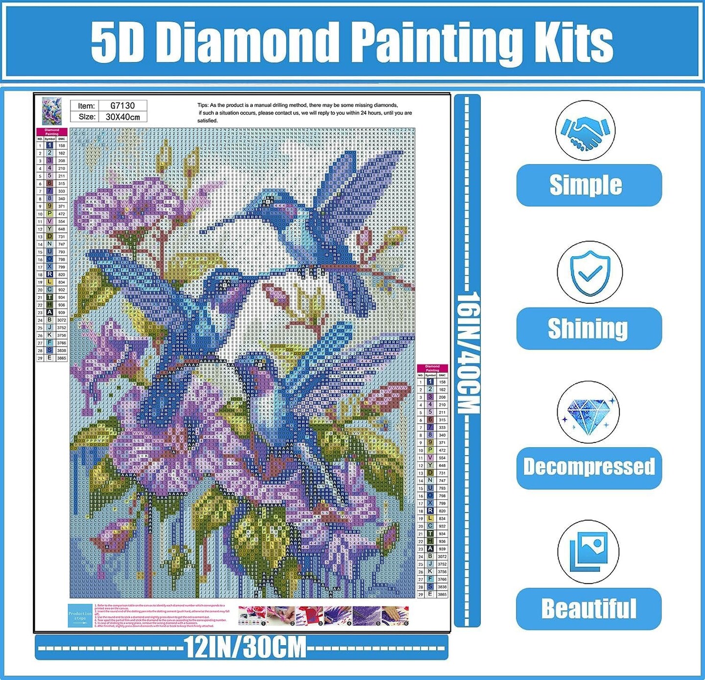 DIY 5D Diamond Painting Kits for Beginners- 12x16inch