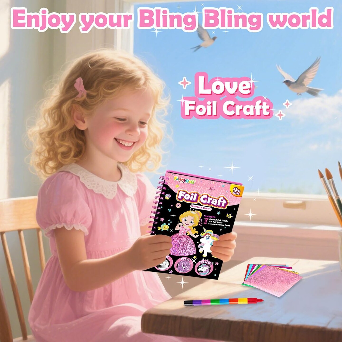 Foil Art Craft Activity for Kids(Princess)