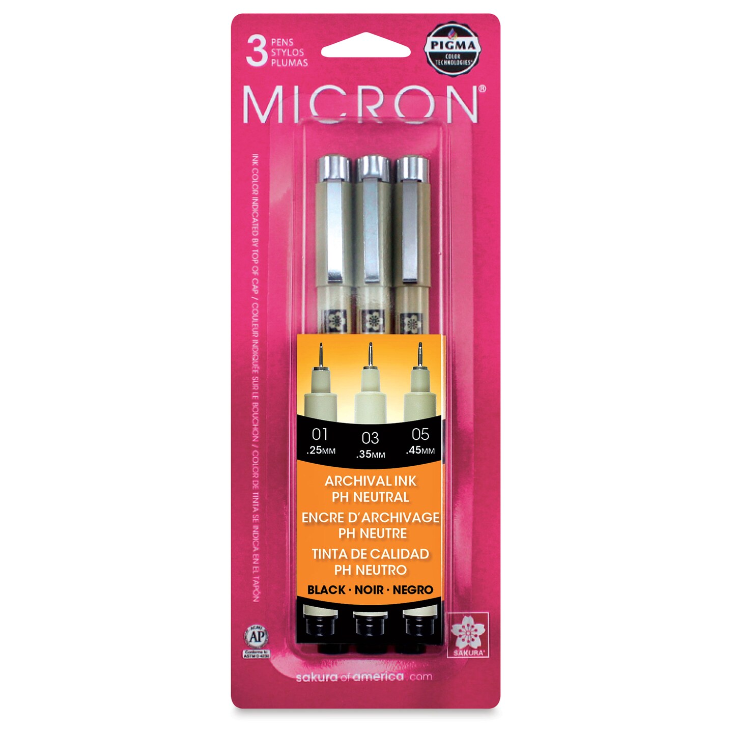 Sakura Pigma Micron Pens - Set of 3, Black, Fine Sizes