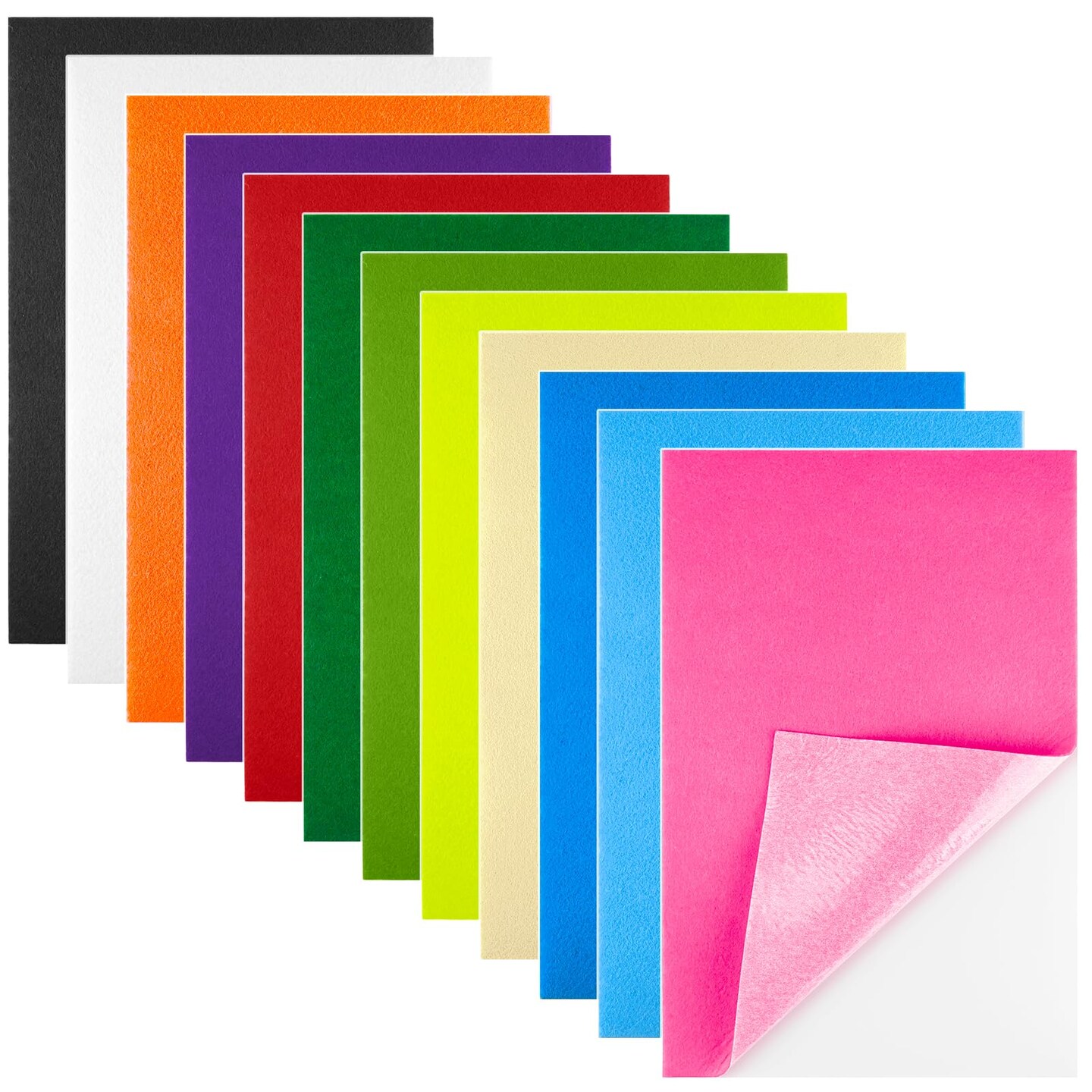 12 Pcs Self Adhesive Felt Sheet Soft Felt Sheets with Adhesive Backing for Art Project and Sewing DIY Craft(11.8"x7.9"/30x20cm)- 12 Colors