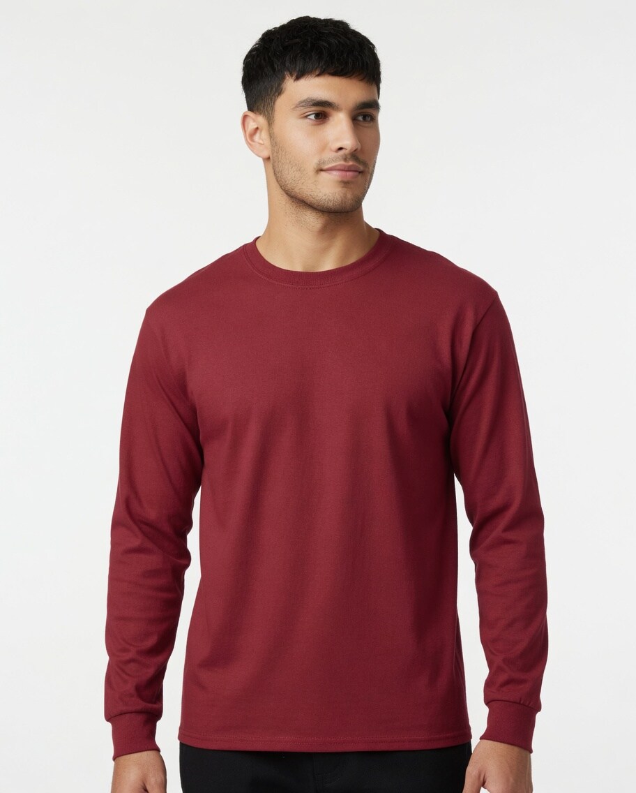 Gildan Heavy Cotton Long Sleeve Crewneck T-Shirt for Layering & Custom Printing 100% U.S. Cotton Tee
