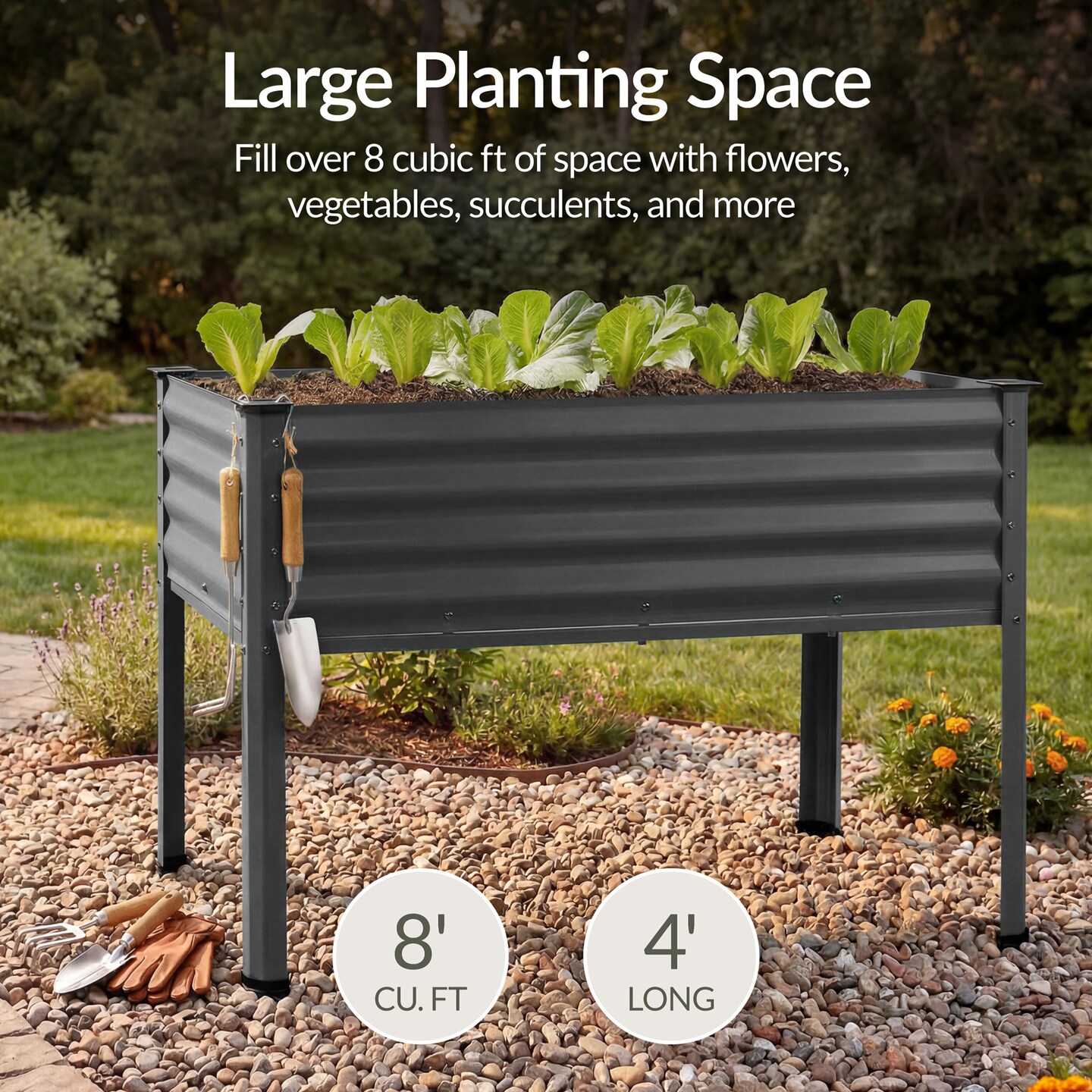 Best Choice Products 48x24x30in Elevated Galvanized Metal Garden Bed w/ Corner Protectors