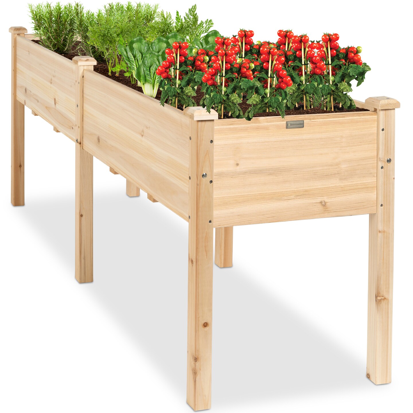 Best Choice Products 72x24x30in Raised Garden Bed, Elevated Wood Planter Box for Patio w/ Divider Panel