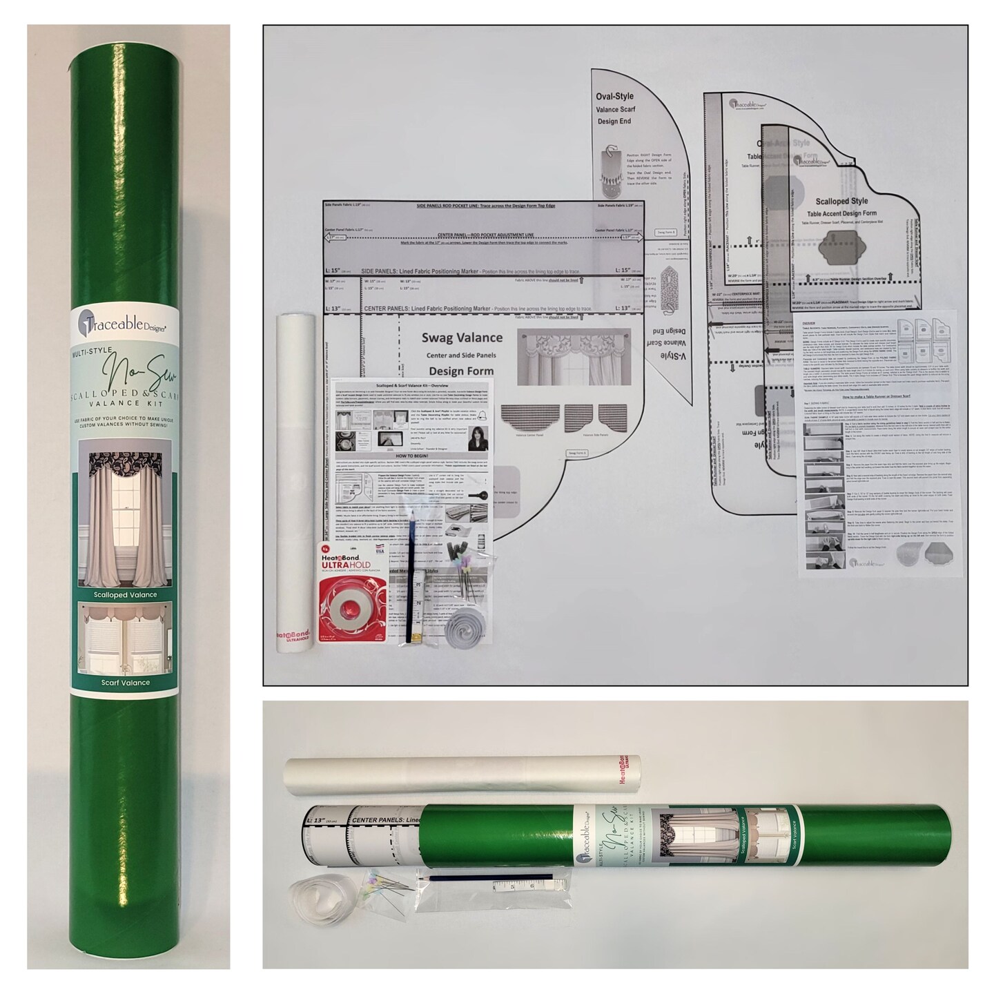 DIY Scalloped &#x26; Scarf Valance Kit &#x2013; Make Custom Window Curtains Without Using a Sewing Machine