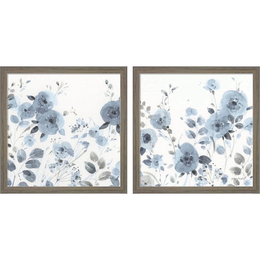 Dancing Flowers by Lisa Audit, 2 Piece Rustic Grey Framed Art Set