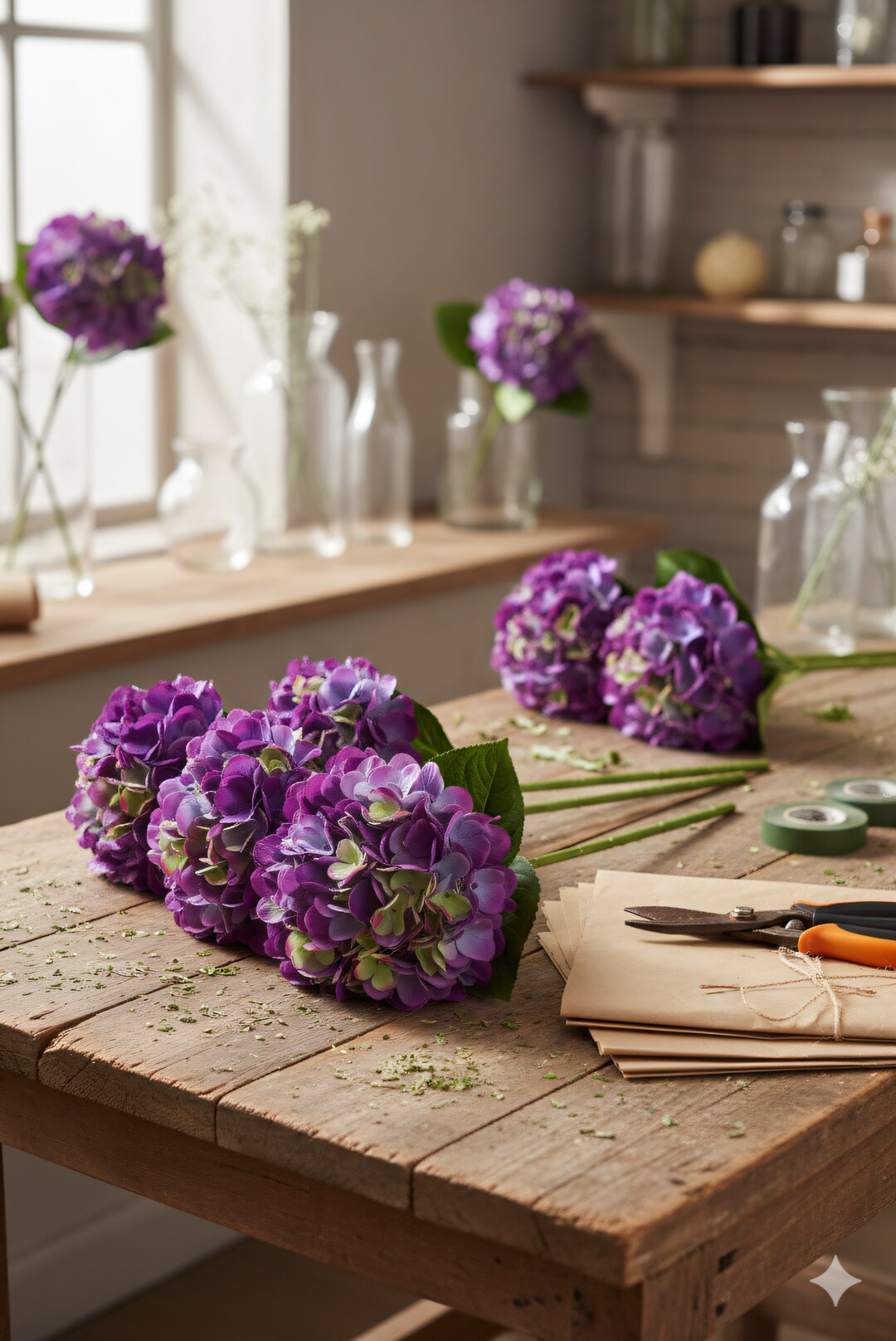 Luxurious 18-Inch Purple Hydrangea Stem Set of 12 - Exquisite 7-Inch Diameter - Ideal for Home Decor, Wedding Bouquets, and Special Occasion Floral Centerpieces