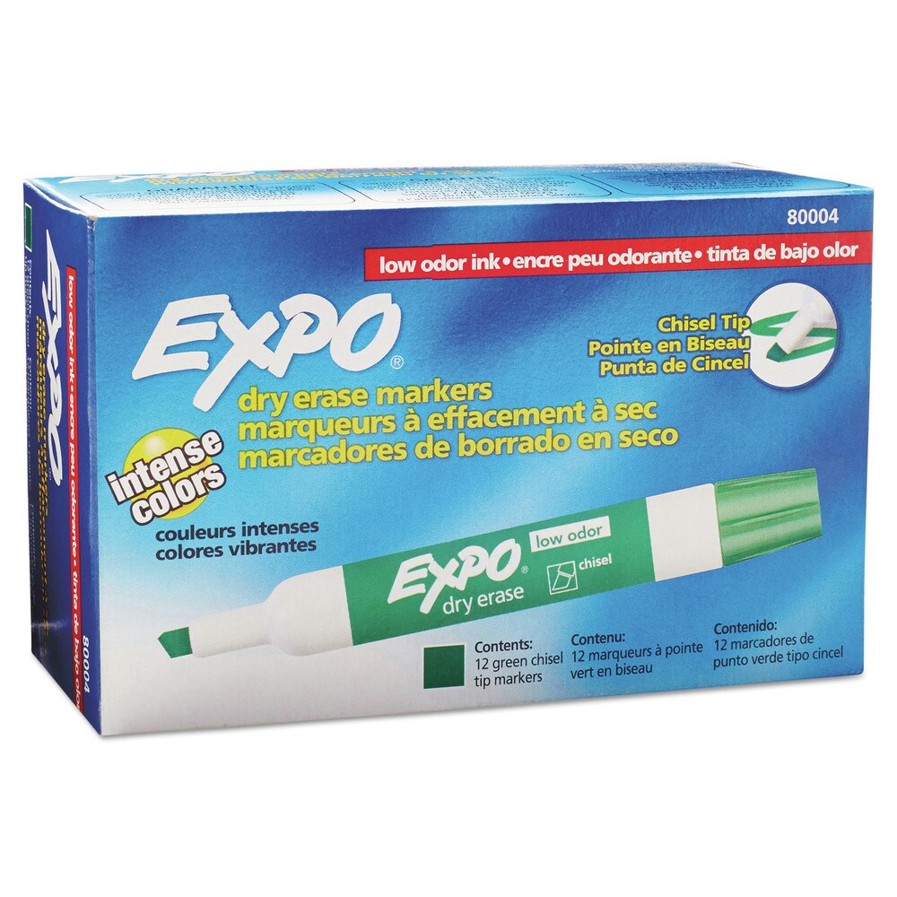 EXPO Broad Chisel Tip Low-Odor Dry-Erase Marker - Green (1-Dozen)