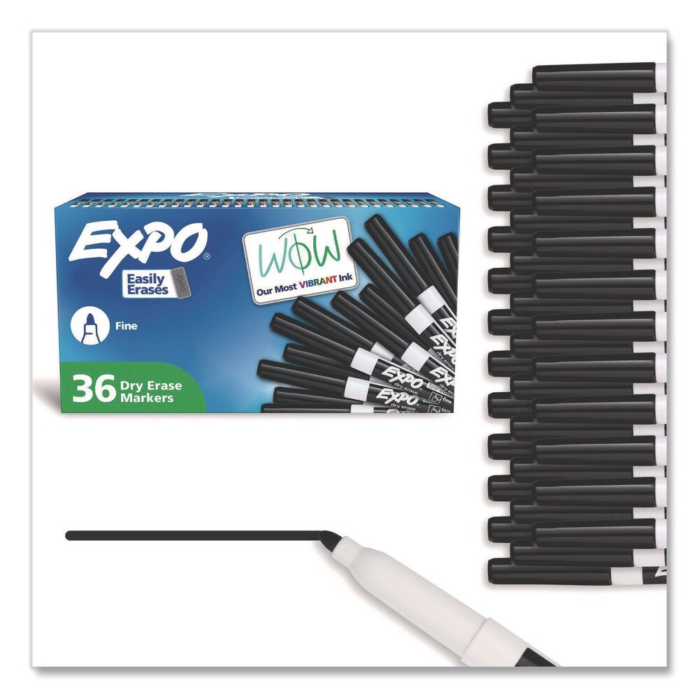 EXPO Fine Bullet Tip Low-Odor Dry-Erase Marker Value Pack - Black (36/Box)