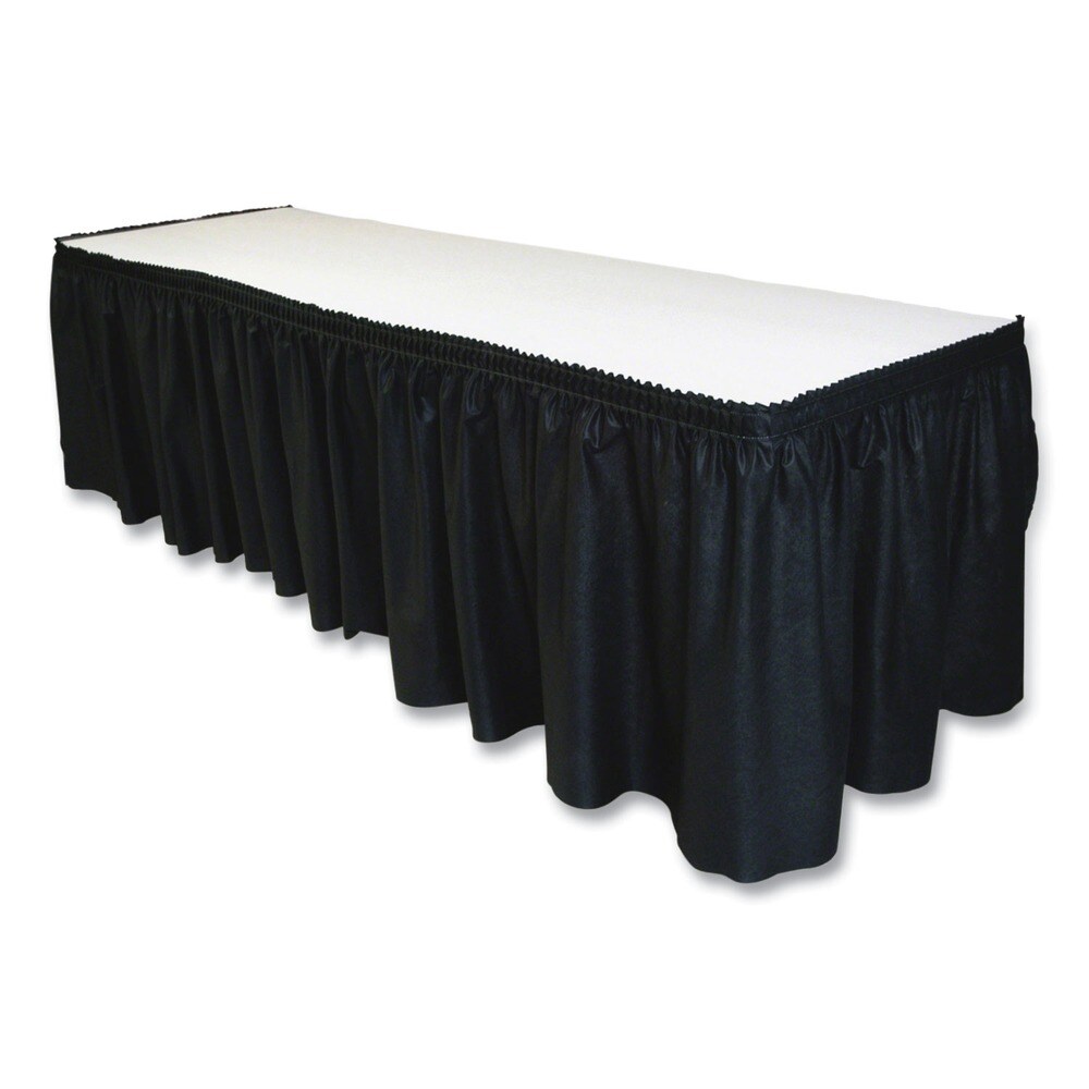 Tablemate 29 in. x 14 ft. Polyester Table Set Linen-Like Table Skirting - Black