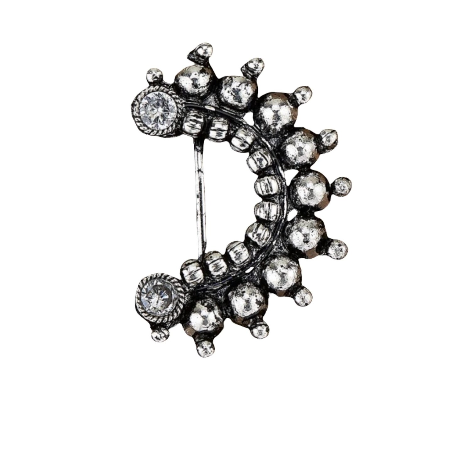 Indian Marathi Nath for Women Marathi Zodiac Nath Oxidized Nose Ring Indian Jewelry Nose Ring Clip-On Marathi Bridal Nathani Faux Pearl Non-Piercing Jewelry for Women Birthday Gift For Her