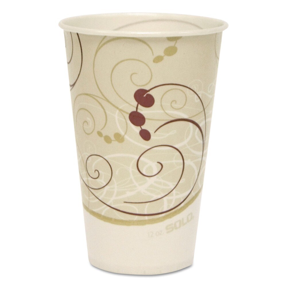 SOLO Symphony 12 oz ProPlanet Seal Treated-Paper Cold Cups - White/Beige/Red (100/Bag, 20 Bags/Carton)