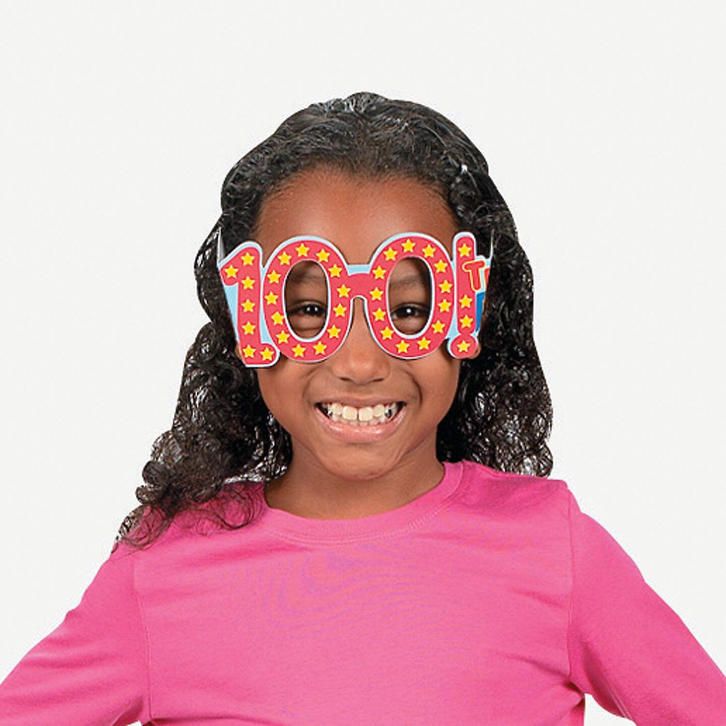 Kids 100th Day of School-Shaped Cardboard Glasses Pack of 12 (6" x 2")