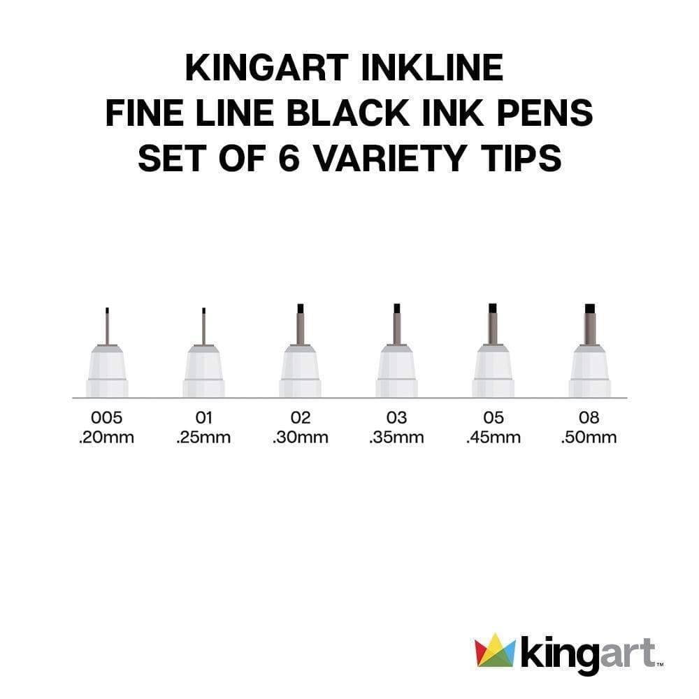 KINGART&#xAE; Inkline&#x2122; Fine Line Pen Set, 6  pc