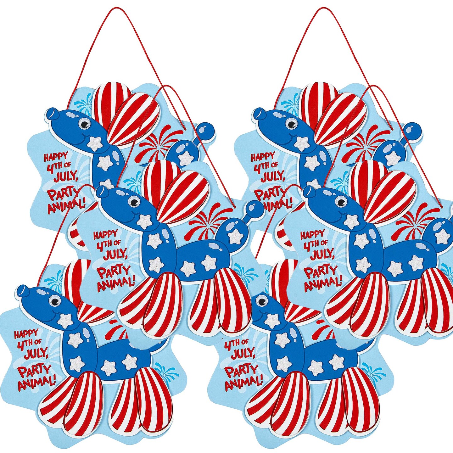 6 1/2" x 6 1/2" Patriotic Balloon Dog Foam Sign Craft Kit Makes 12