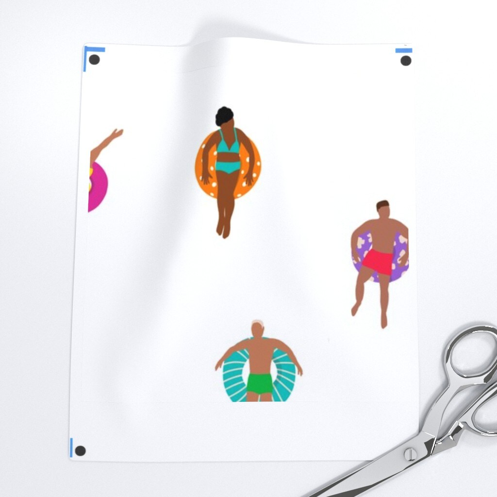 Multicolor Ocean Swim Pool Swimmers Bathing Suit Vacation Diverse House Custom Removable Wallpaper by Spoonflower Peel & Stick Wallpaper 2FT Wide