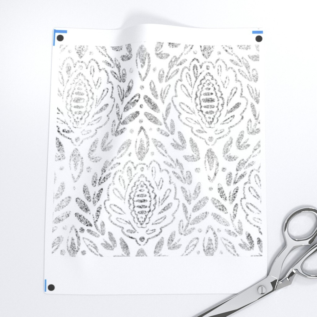 Neutral Damask Black And White Leaves Grey Gray Wallpaper Neutral Damask Texture Faded Distressed Custom Pre-pasted Wallpaper by Spoonflower Pre-Pasted Wallpaper 2FT Wide