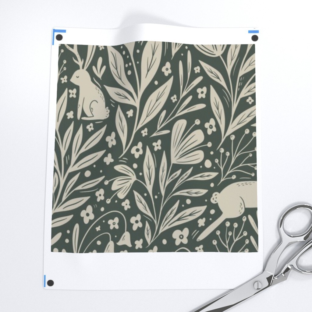 Woodland Whimsical Folk Rabbits Botanical Magical Fairytale Folklore Custom Removable Wallpaper by Spoonflower Peel & Stick Wallpaper 2FT Wide