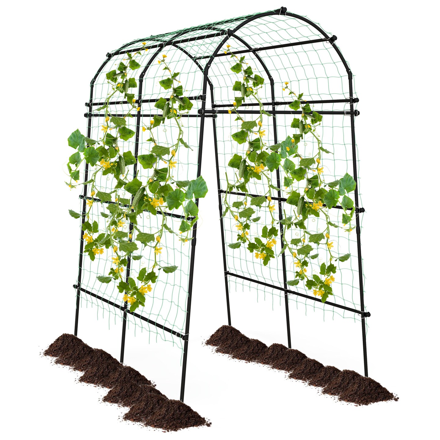 Garden Arch Trellis 7.5 Feet, PE Coated Metal for Climbing Plants