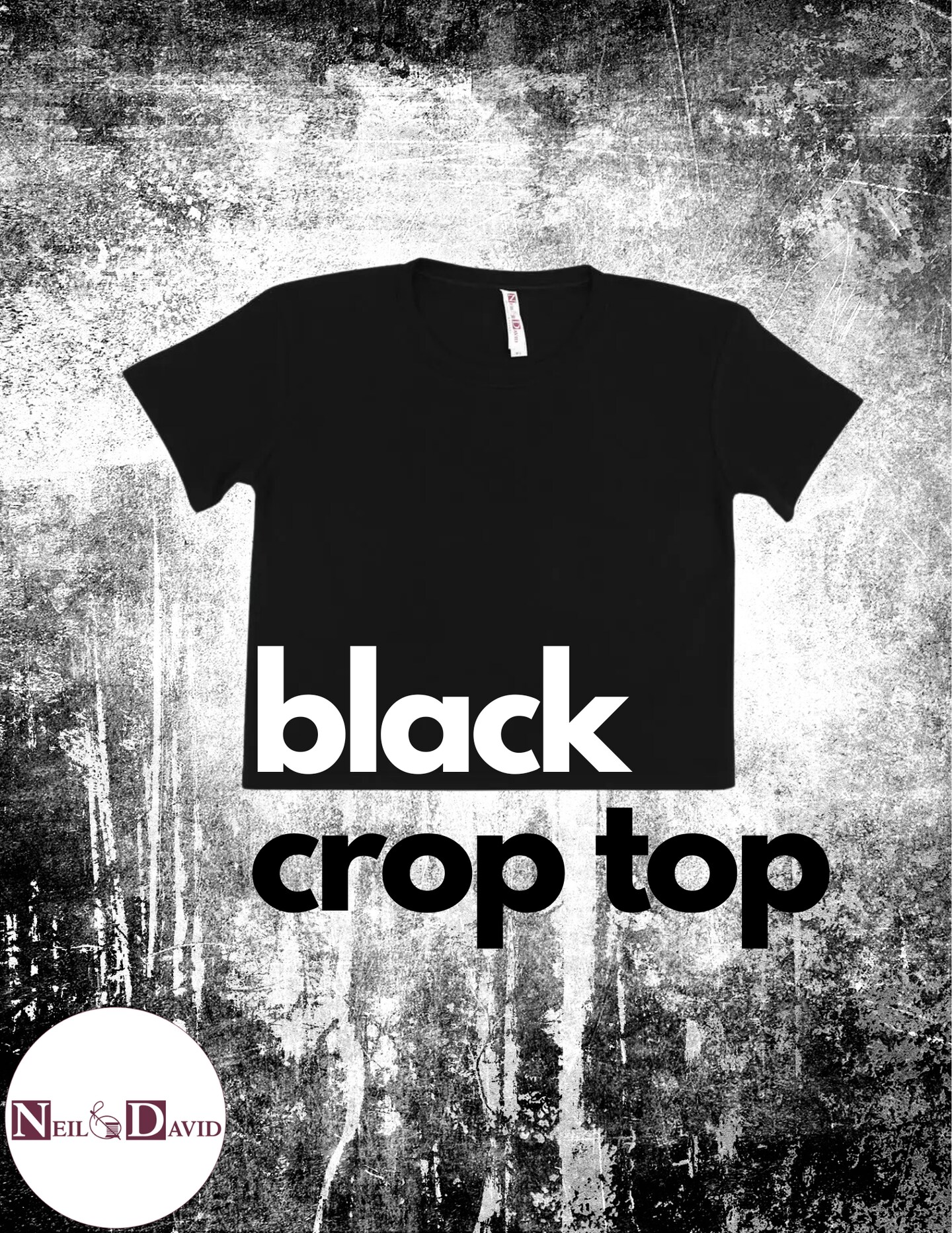 Neil & David® BLACK 6-PACK Women's Short Sleeve Crop Top T-Shirt