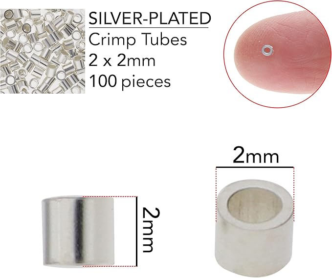 The Beadsmith Tube Crimp Beads, Gold Color, Uniform Cylindrical Shape, No Sharp Edges, Designed to Secure the Ends of Jewelry Stringing Wires and Cables