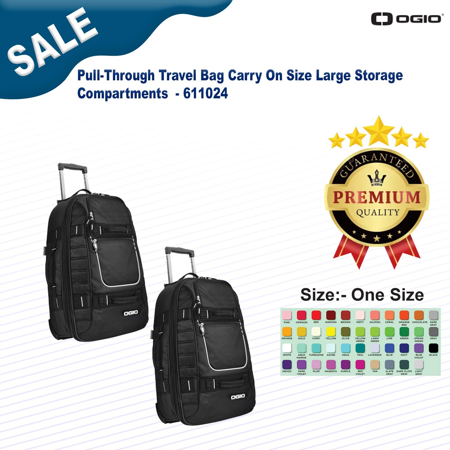 OGIO&#xAE; Pull Through Travel Bag Carry On Size Large Storage Compartments
