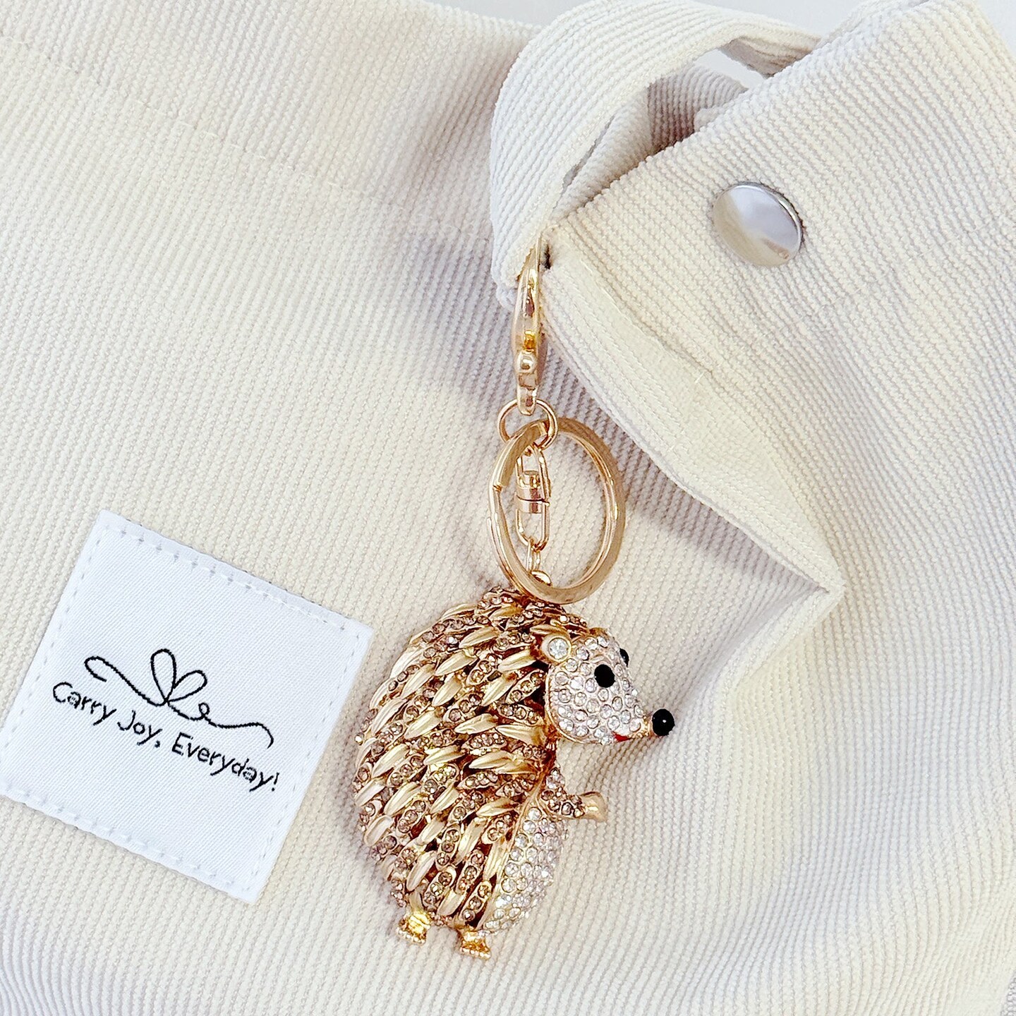 Wrapables Crystal Bling Keychain, Keyring Purse Handbag Pendant Charm, Gold Hedgehog
