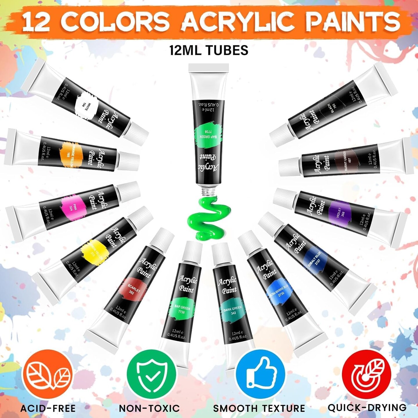 Acrylic Paint Set for Kids, Non Toxic Kids Painting Set with Tabletop Easel, Acrylic Paints