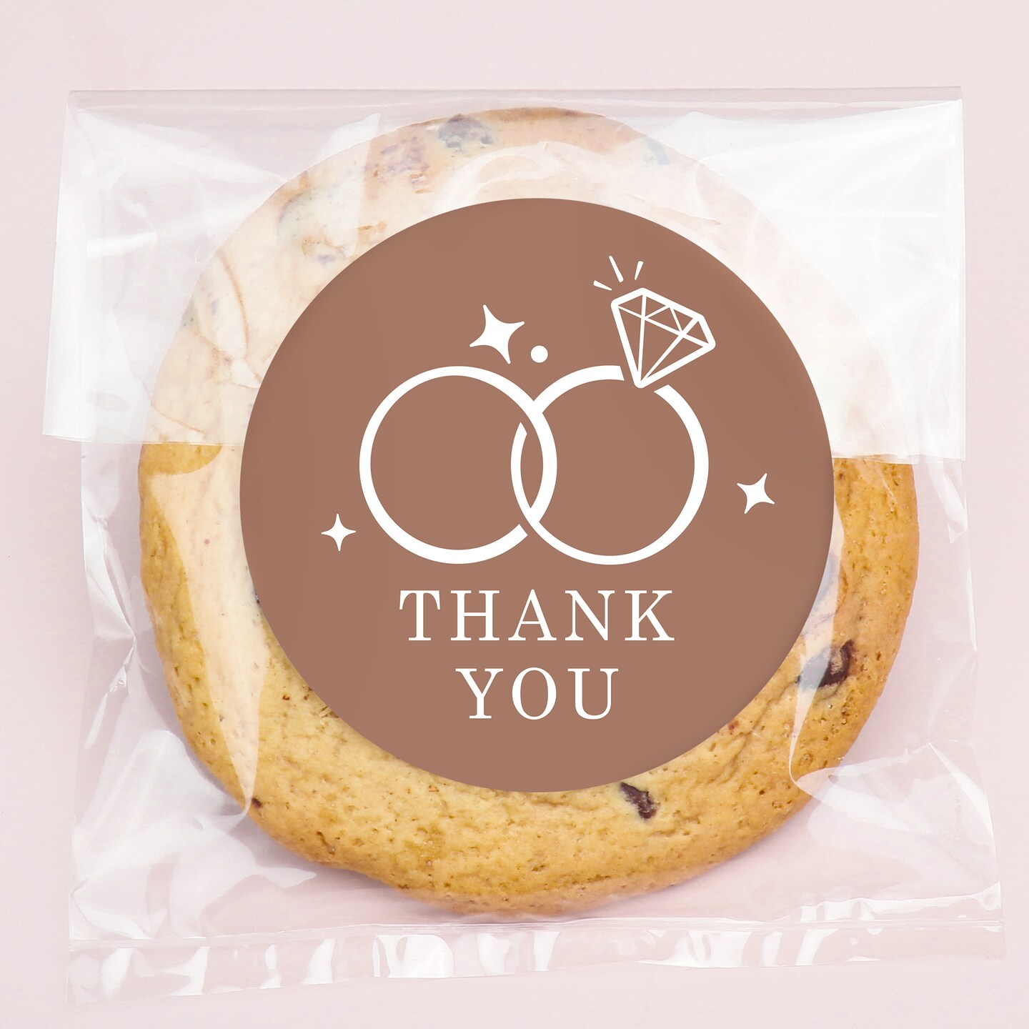Big Dot of Happiness Mocha Brown Wedding Thank You Stickers and Clear Cookie Bags, Cellophane Treat Bags 4.25x7 IN for Candy or Baked Goods - 25 Count