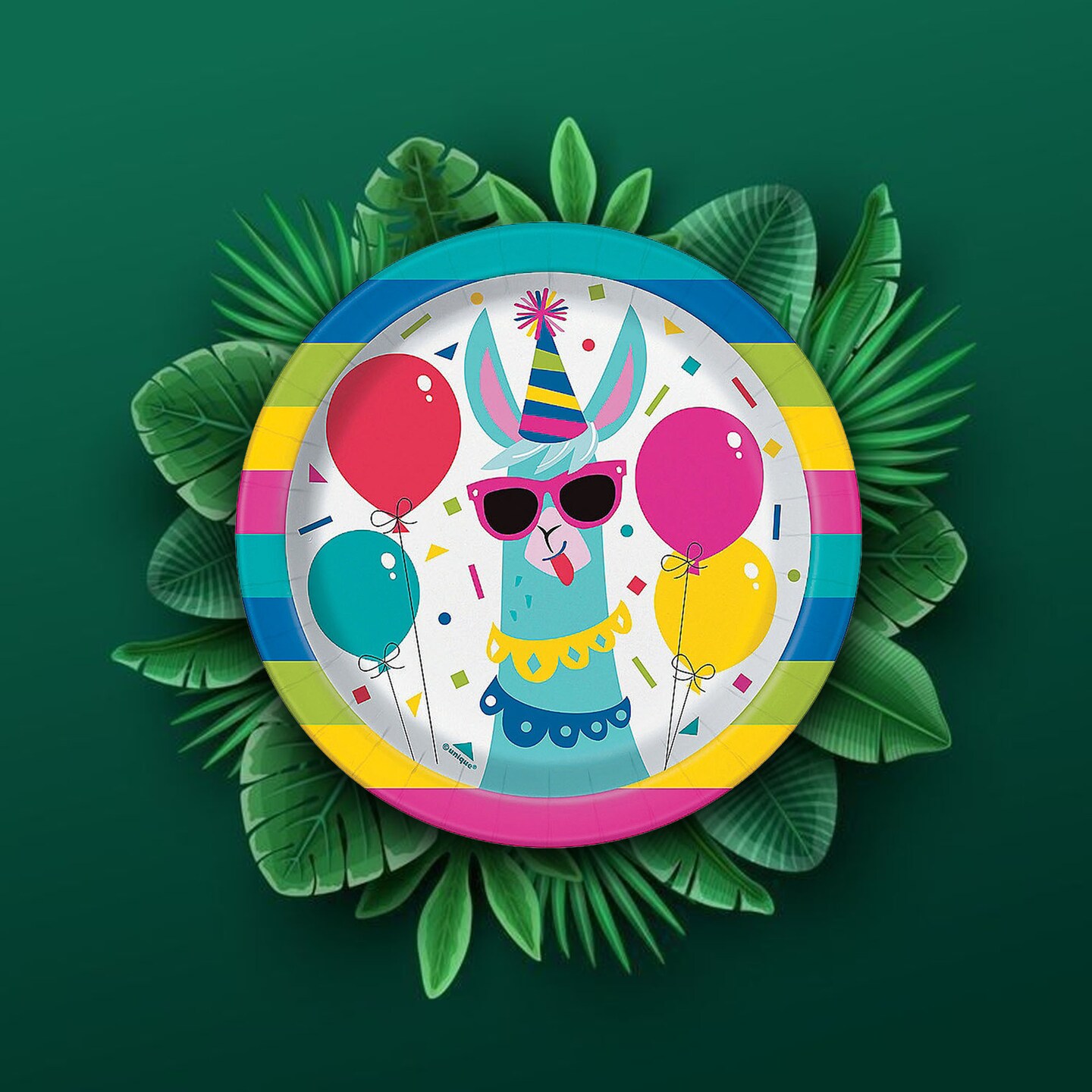 8 Ct. Llama Birthday Party Paper Dessert Plates 7" Colorful Disposable Plates