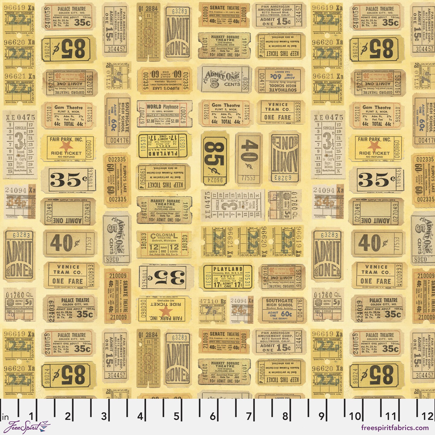 Tickets in Yellow (pwth242.yellow) | Eclectic Elements Palette in Yellow | Tim Holtz | Free Spirit