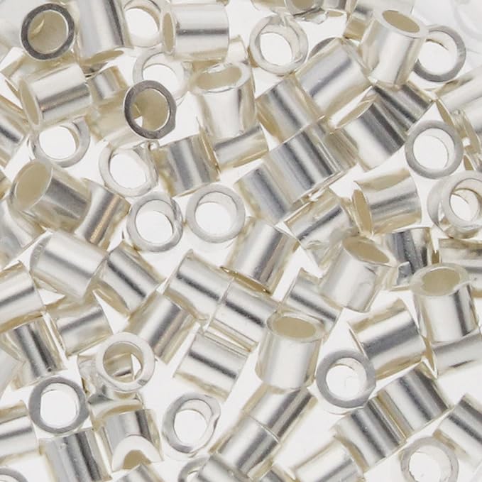 The Beadsmith Tube Crimp Beads, Gold Color, Uniform Cylindrical Shape, No Sharp Edges, Designed to Secure the Ends of Jewelry Stringing Wires and Cables