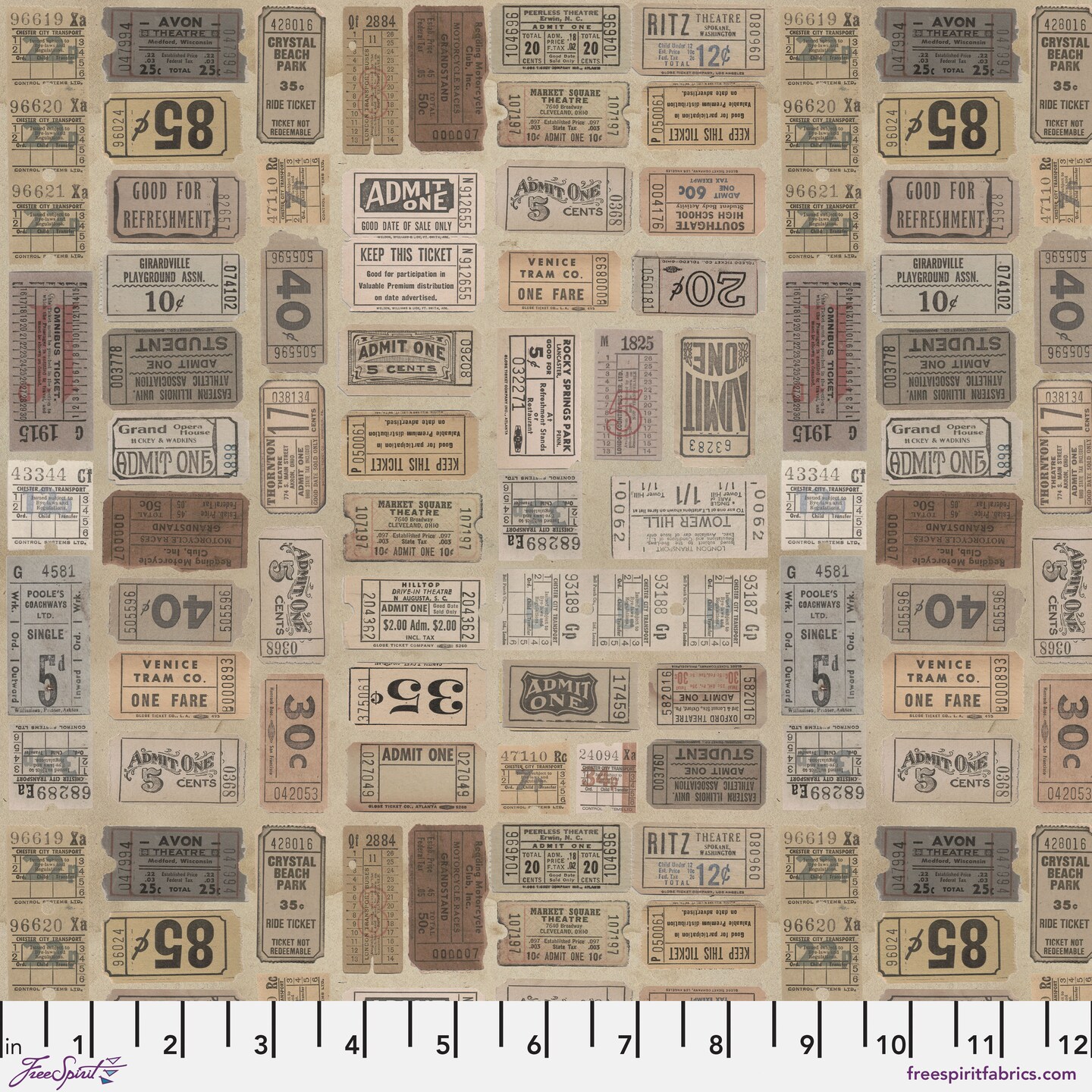 Tickets in Neutral (pwth252.neutral) | Eclectic Elements Palette in Neutral | Tim Holtz | Free Spirit