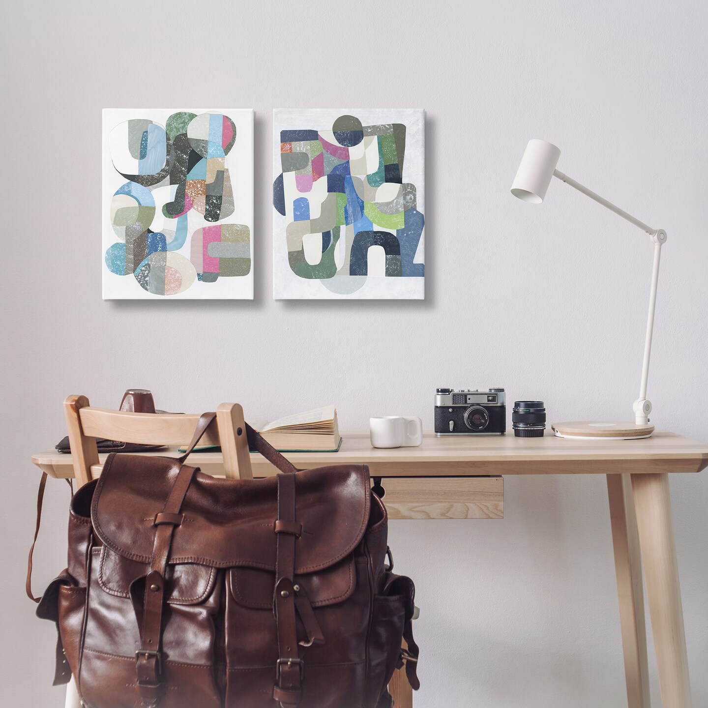 Stupell Industries Retro Pastel Geometrics 2pc Canvas Set Design by Coco Good