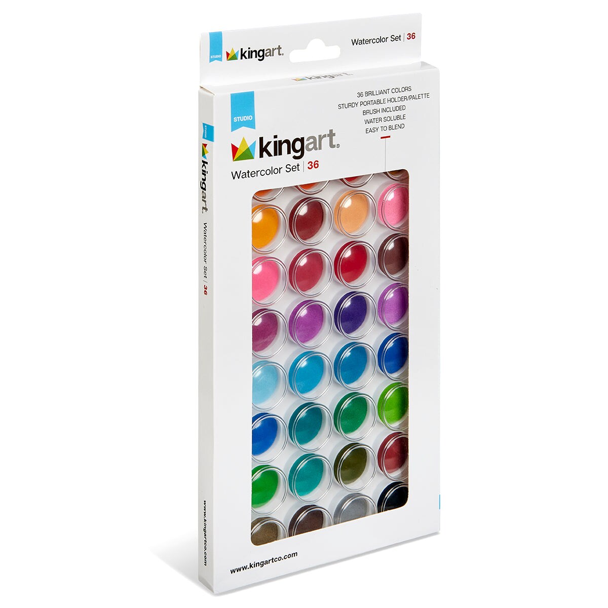 KINGART&#xAE; Watercolor Pan Set, 36 Unique Colors &#x26; Paint Brush