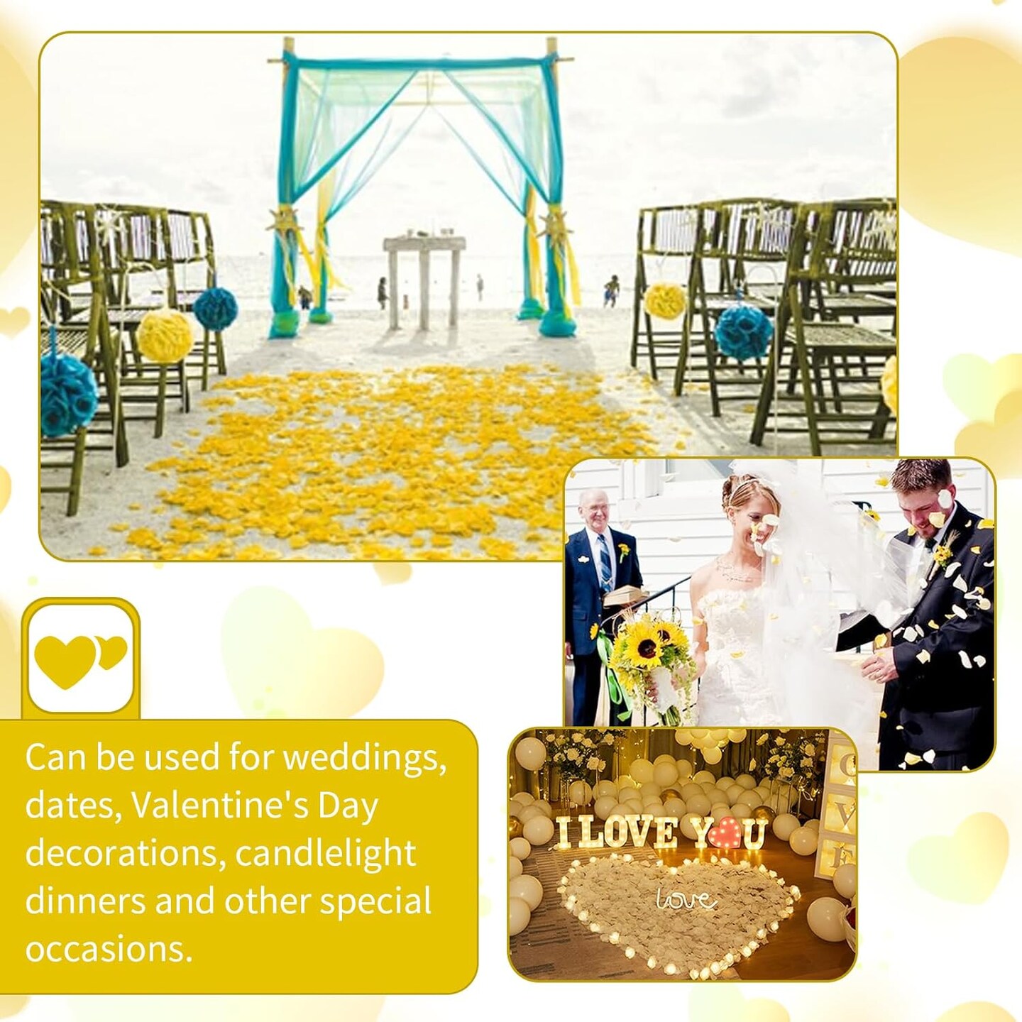 1000 Pcs Artificial Fake Rose Petals,Flower Petals for Romantic Night, Engagement, Party, Wedding