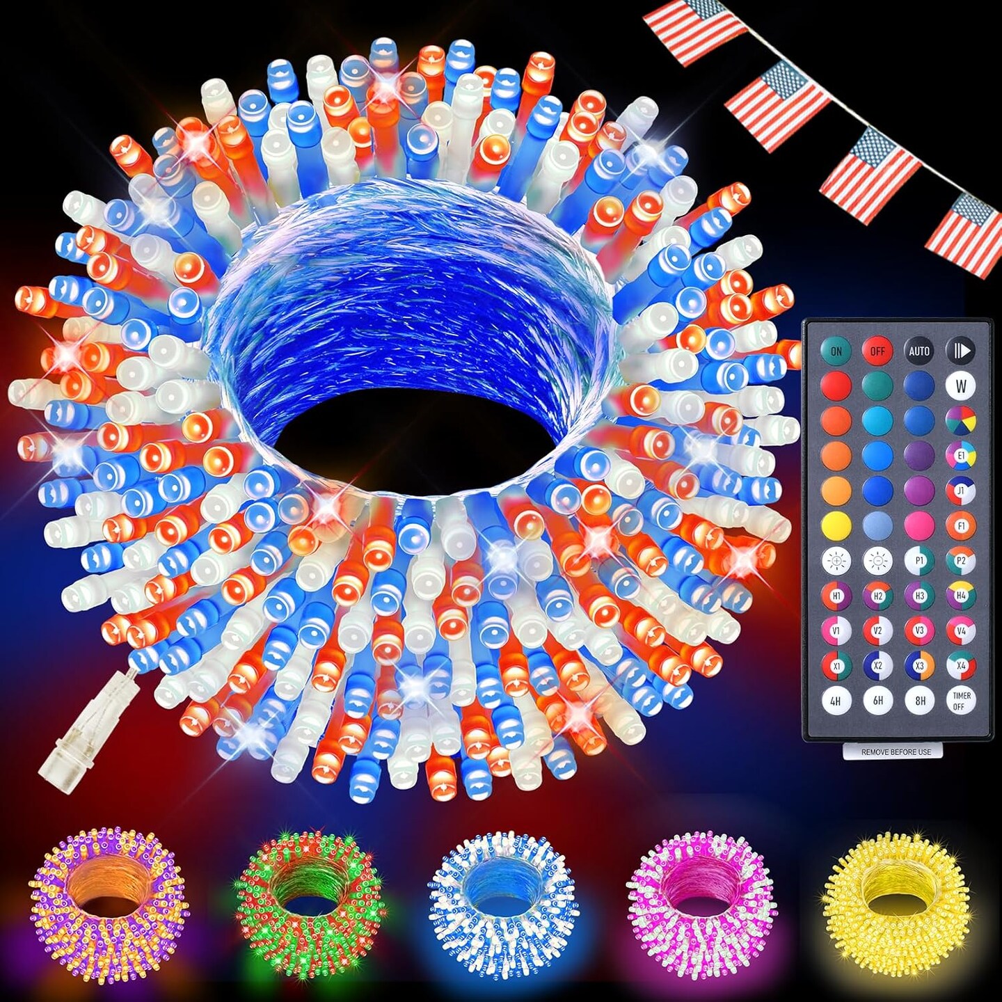 Color Changing Christmas Lights, 34 Colors 66Ft 200 LED Christmas String Lights with Remote, Connectable Plug in Christmas Tree Lights Indoor Outdoor Party for Patriotic 4th of July Decoration