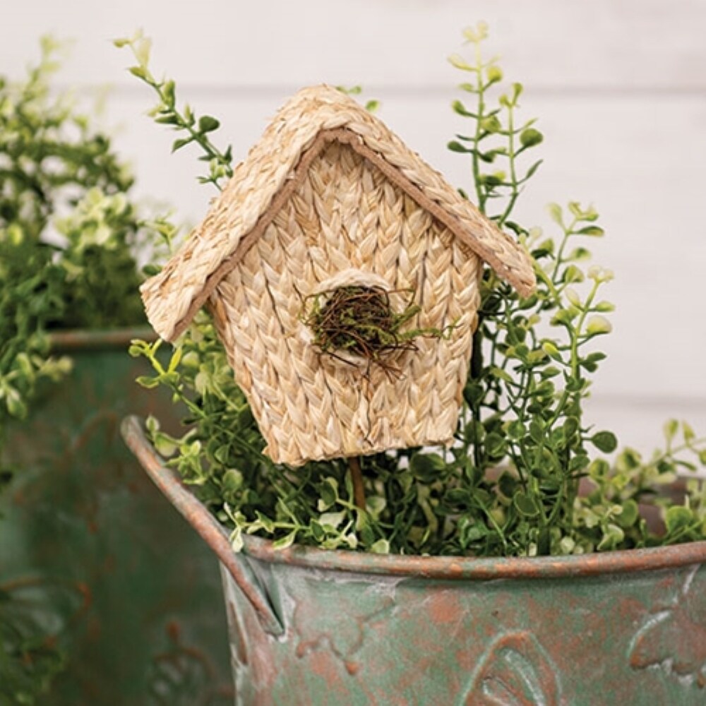 Natural Woven Seagrass Birdhouse Stem for Rustic Farmhouse Displays