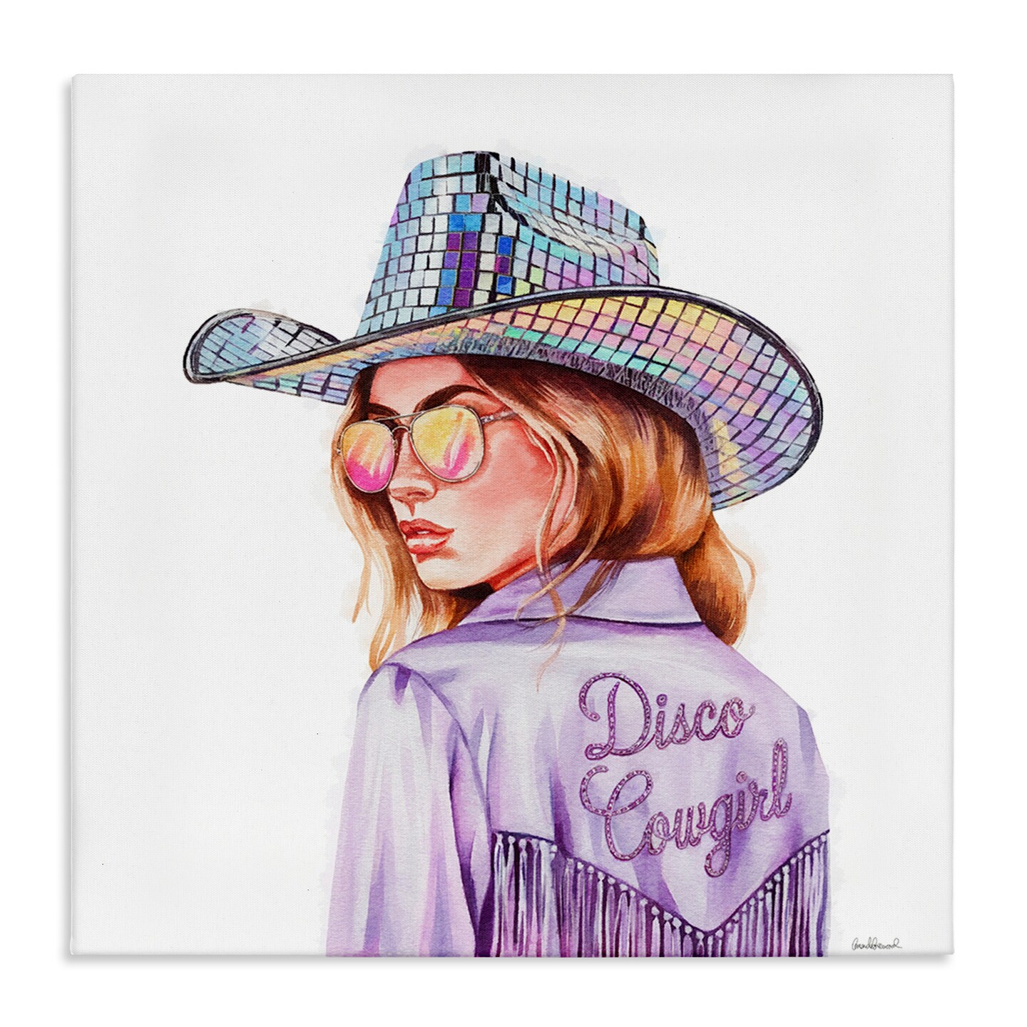 Stupell Industries Purple Disco Cowgirl Canvas Design by Amanda Greenwood