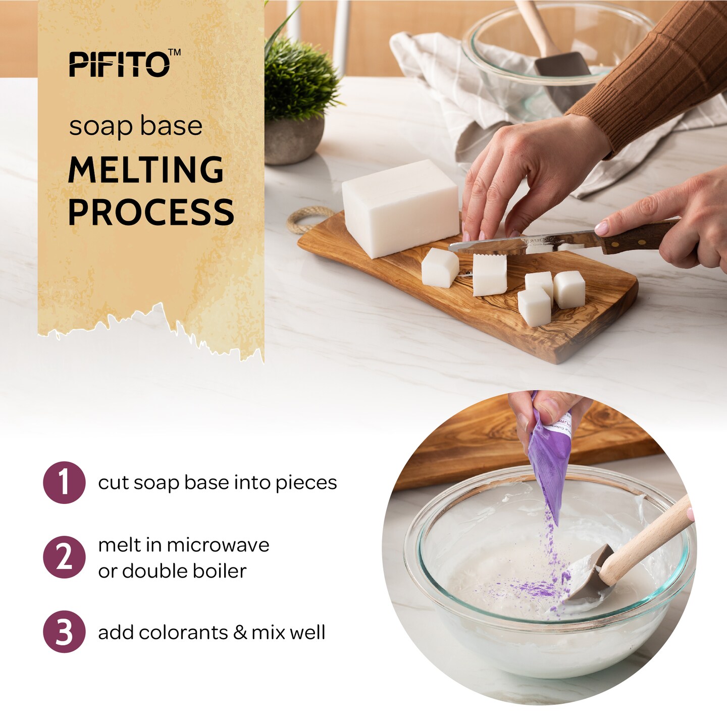 Pifito Soap Making Kit &#x2502; DIY Soap Making Supplies - 3 lbs Melt and Pour Soap Base (Goats Milk, Shea Butter, Clear), 10-Pack Mica &#x22;Original&#x22; Colorants Sampler, Mold and Instructions