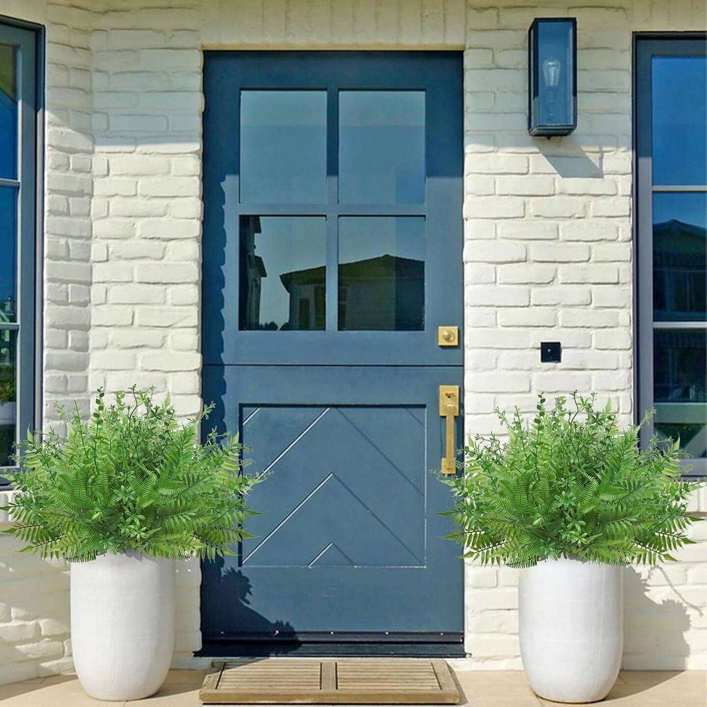 Artificial Boston Ferns Bush Plants Large, Set of 3 Large Artificial Ferns for Outdoors, 33&#x22; Faux Ferns for Home Decor Office Living Room Garden Porch