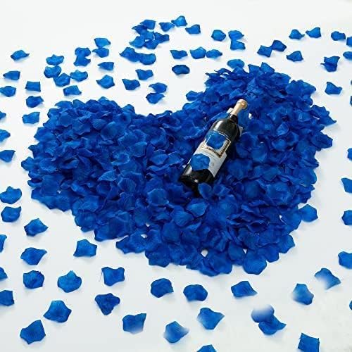 Deep Blue Rose Flower Petals,2500 Pcs Fake Royal Blue Rose Petals for Romantic Night for Him Set,2.3'' Rose Petals for Decorations