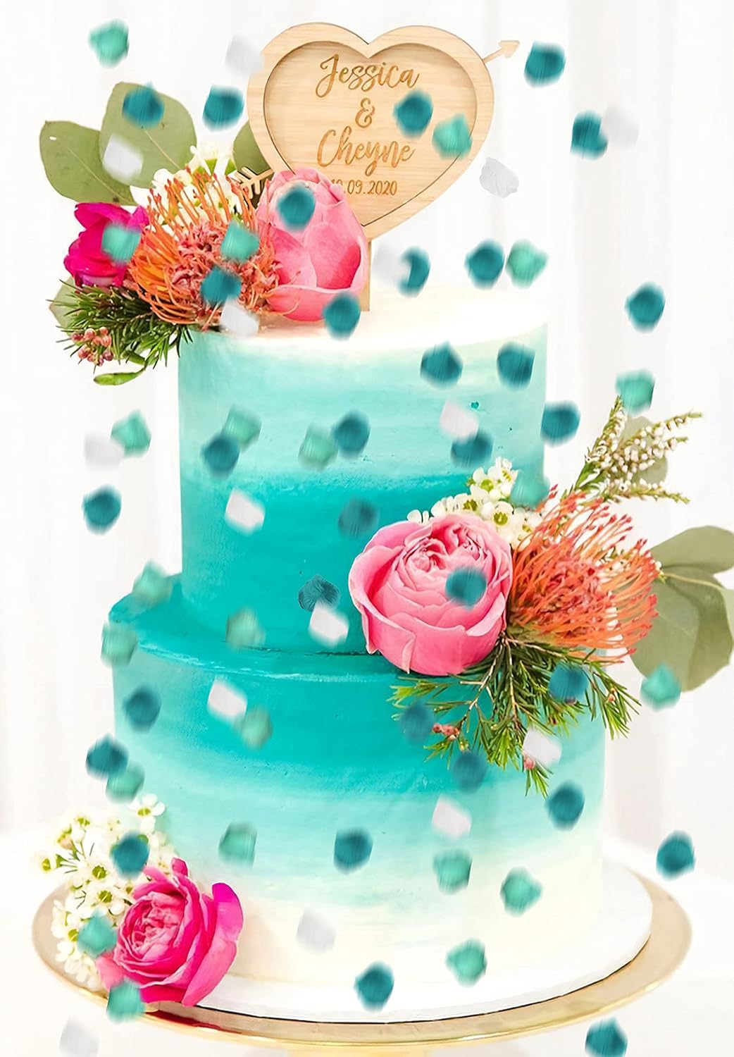 900PCS Teal Mint White Mixed Silk Rose Flower Petals Table Confetti Sprinkles Mermaid Beach Party Wedding