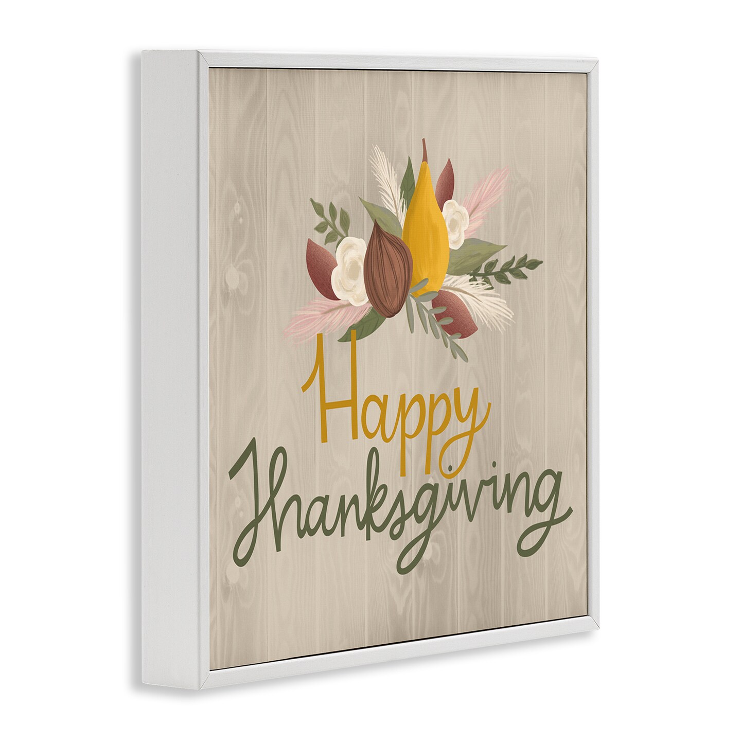 Stupell Industries Happy Thanksgiving Rustic Harvest Framed Giclee Design by Mandy Ford Art + Illustration