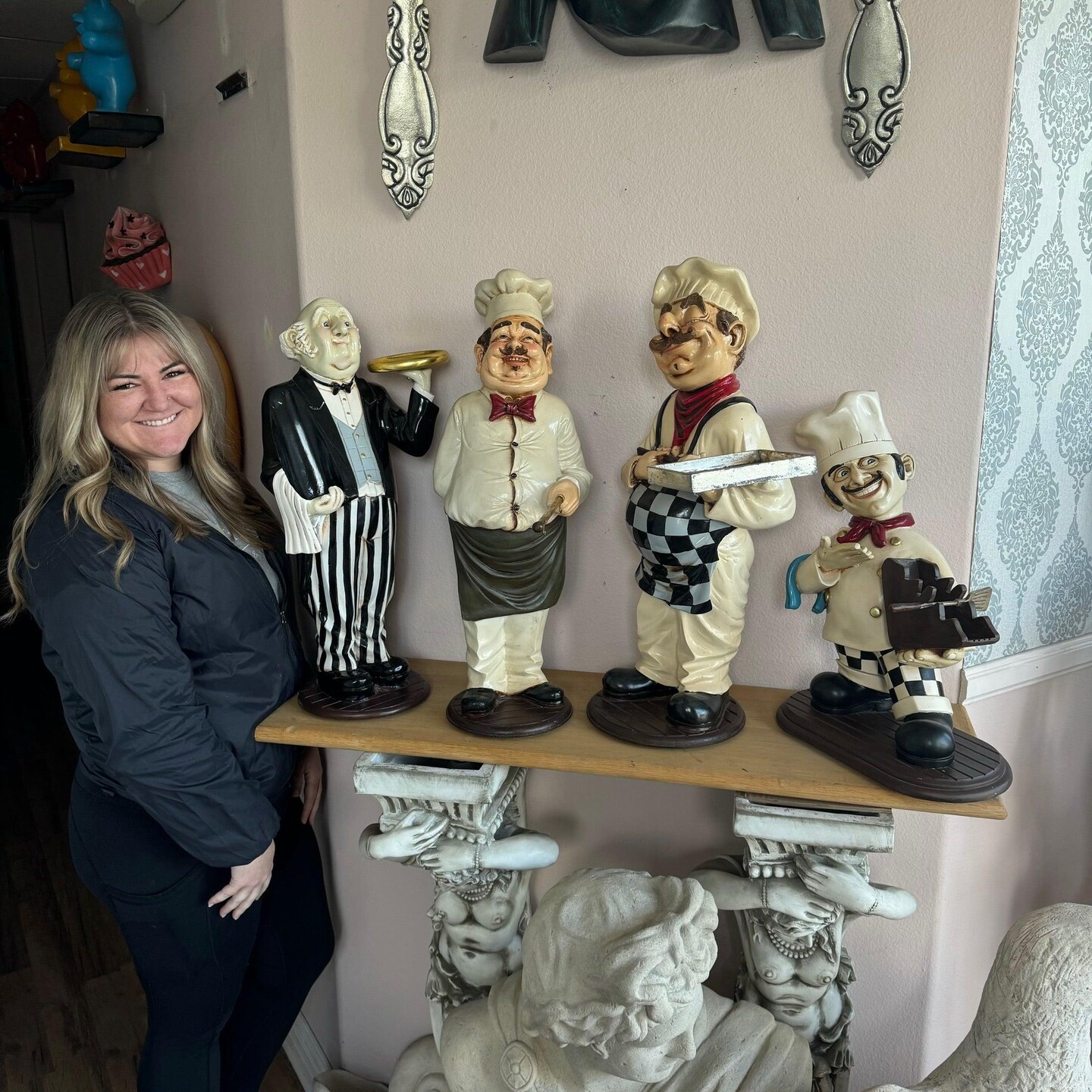 Set of 3 Small Chef Cook Statues