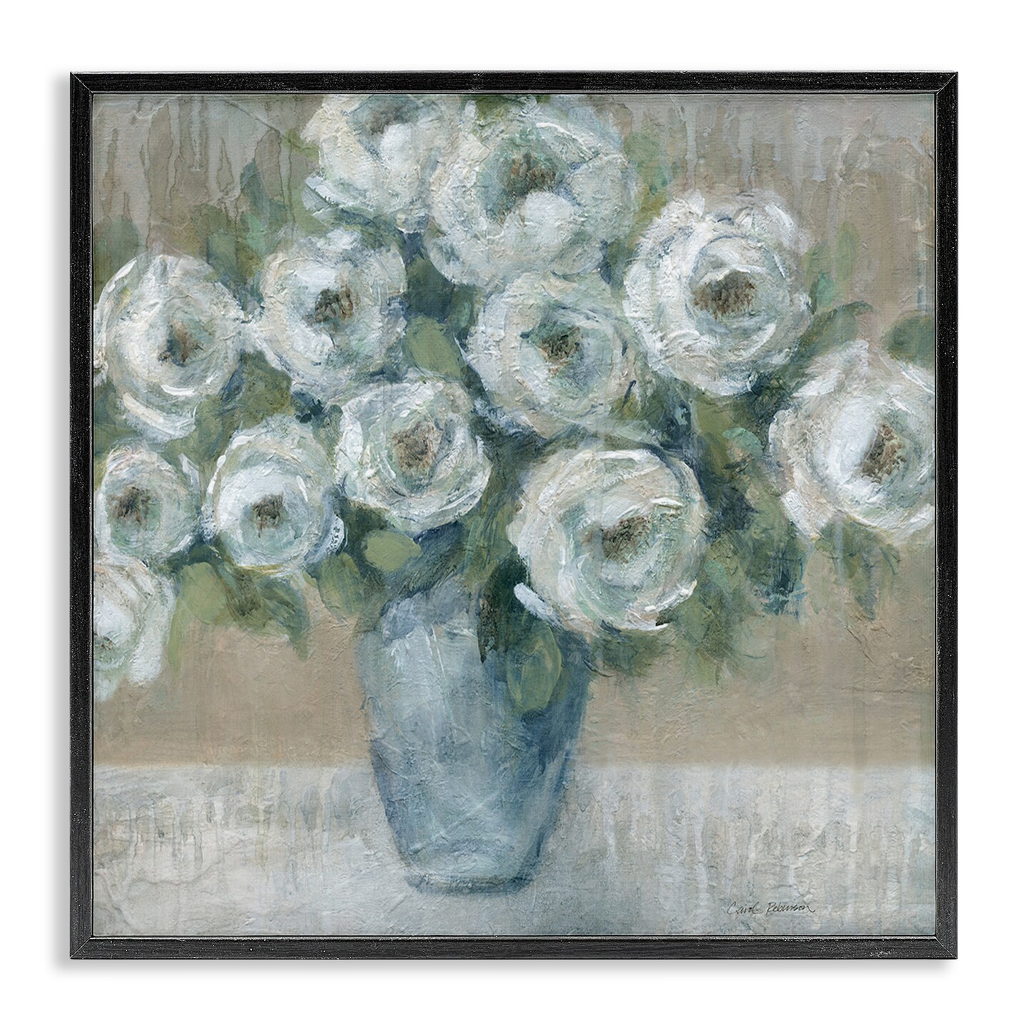 Stupell Industries Round Painted Roses Framed Giclee Design by Carol Robinson