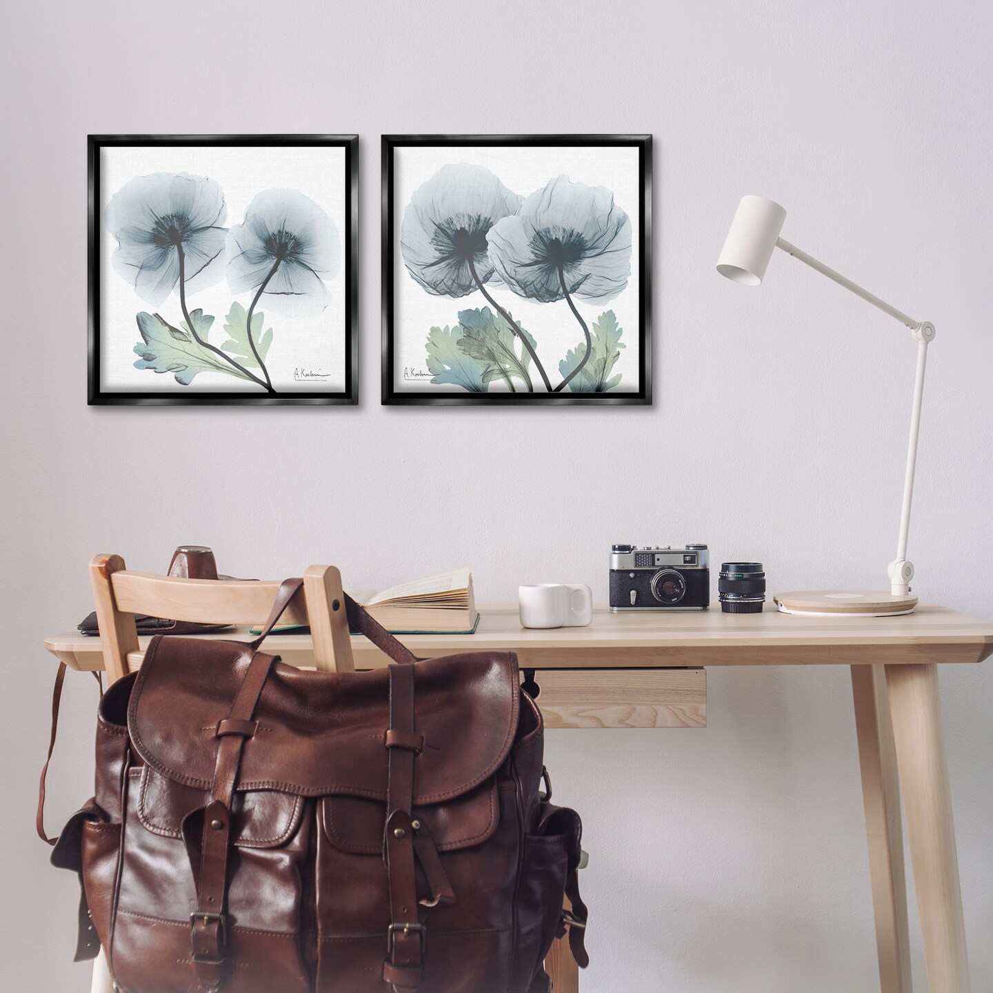 Stupell Industries Luminous Sapphire Florals 2pc Floating Frame Set Design by Albert Koetsier