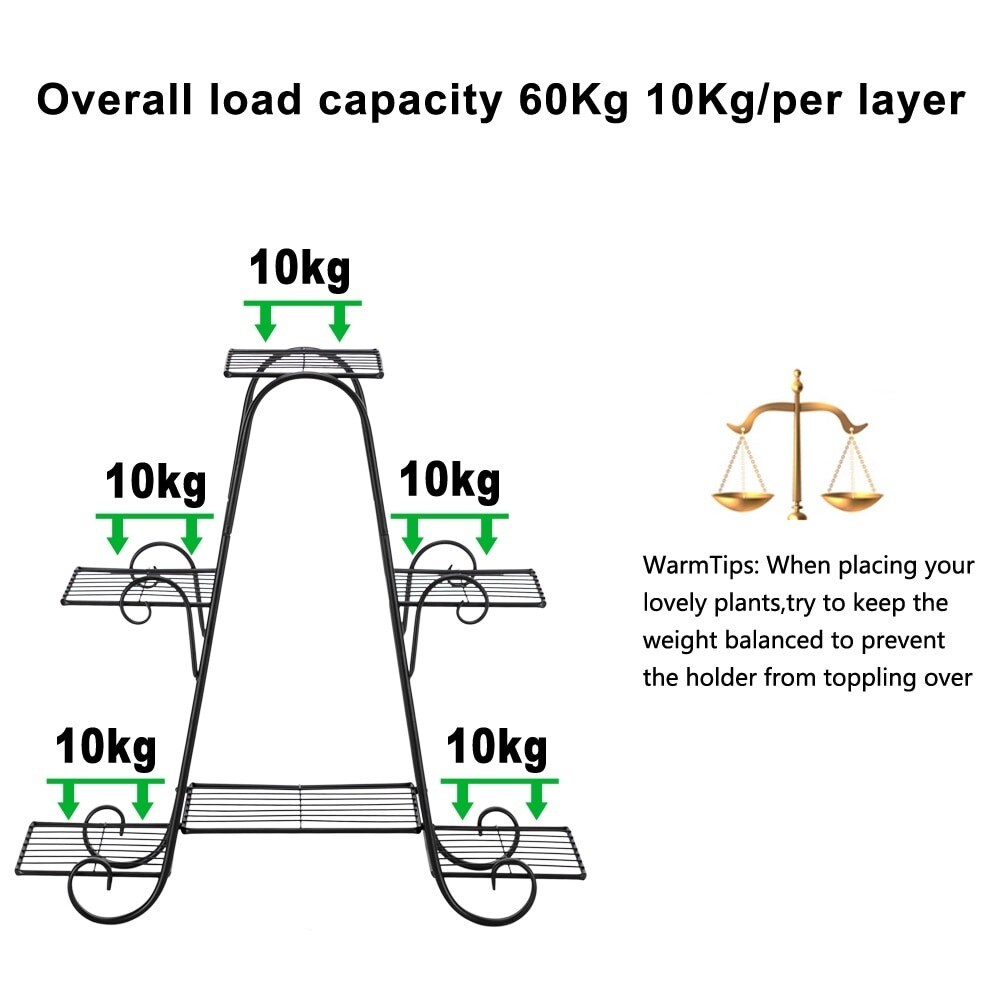 31" Black Arch Plant Stand with 4 Layers & 6 Vertical Stripes