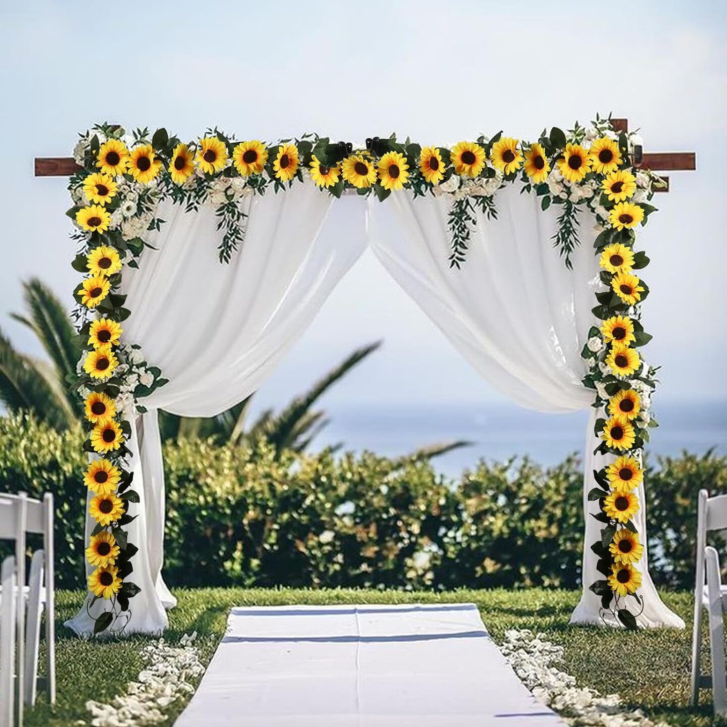 4 Pack Artificial Sunflower Garland Decor Sunflower Vine Hanging Flowers Garland Home Wedding Party Decoration
