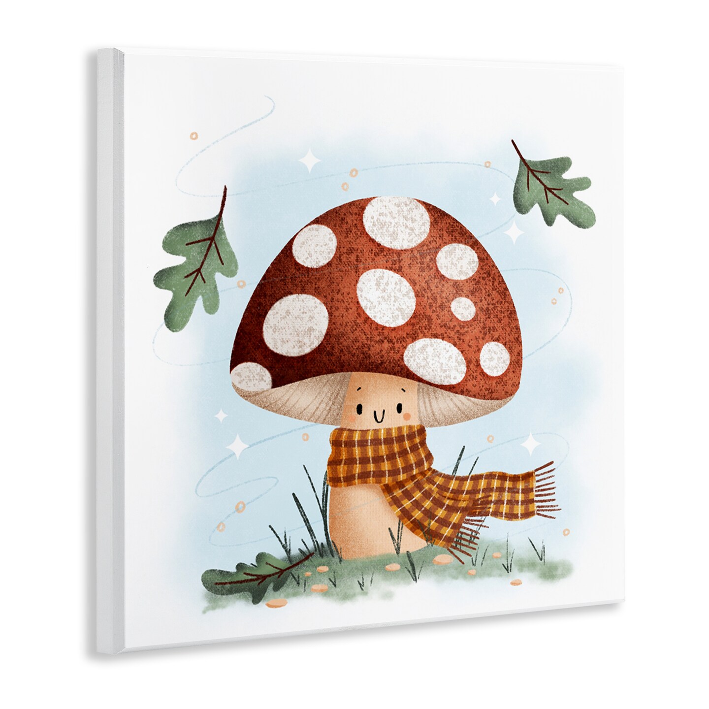 Stupell Industries Happy Mushroom in Scarf Wall Plaque Design by Sarah Hickman